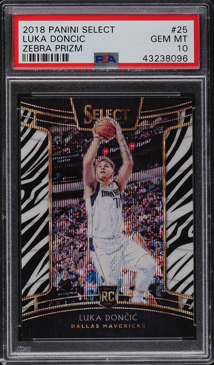 2018 Select Concourse Zebra Prizm Luka Doncic SP ROOKIE #25 PSA 10 GEM MINT