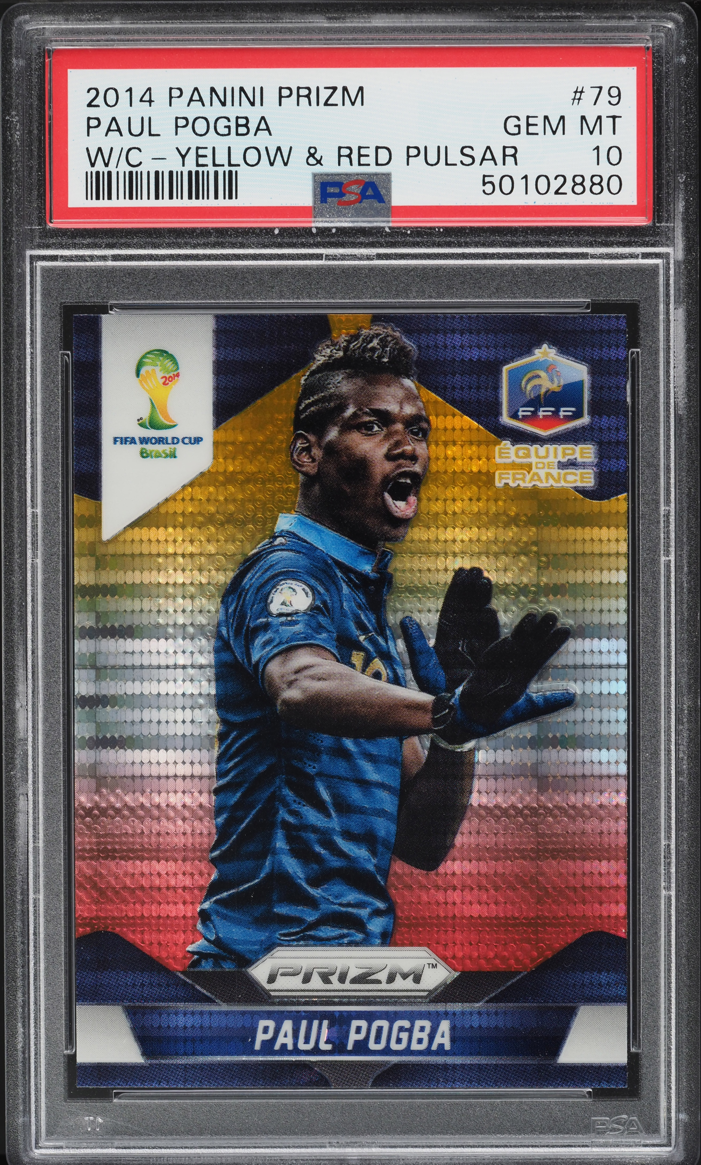 2014 Panini Prizm World Cup Yellow & Red Pulsar Paul Pogba #79 PSA 10 GEM MINT