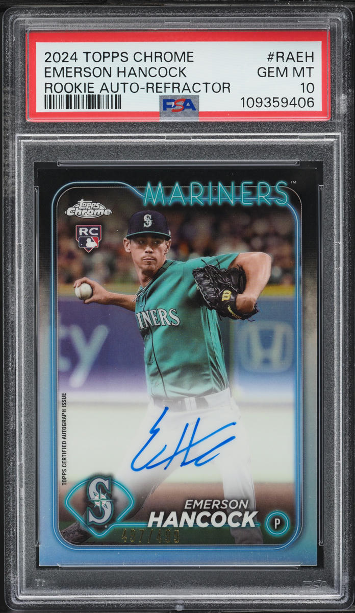 2024 Topps Chrome Refractor Emerson Hancock ROOKIE AUTO /499 #RA-EH PSA 10 GEM