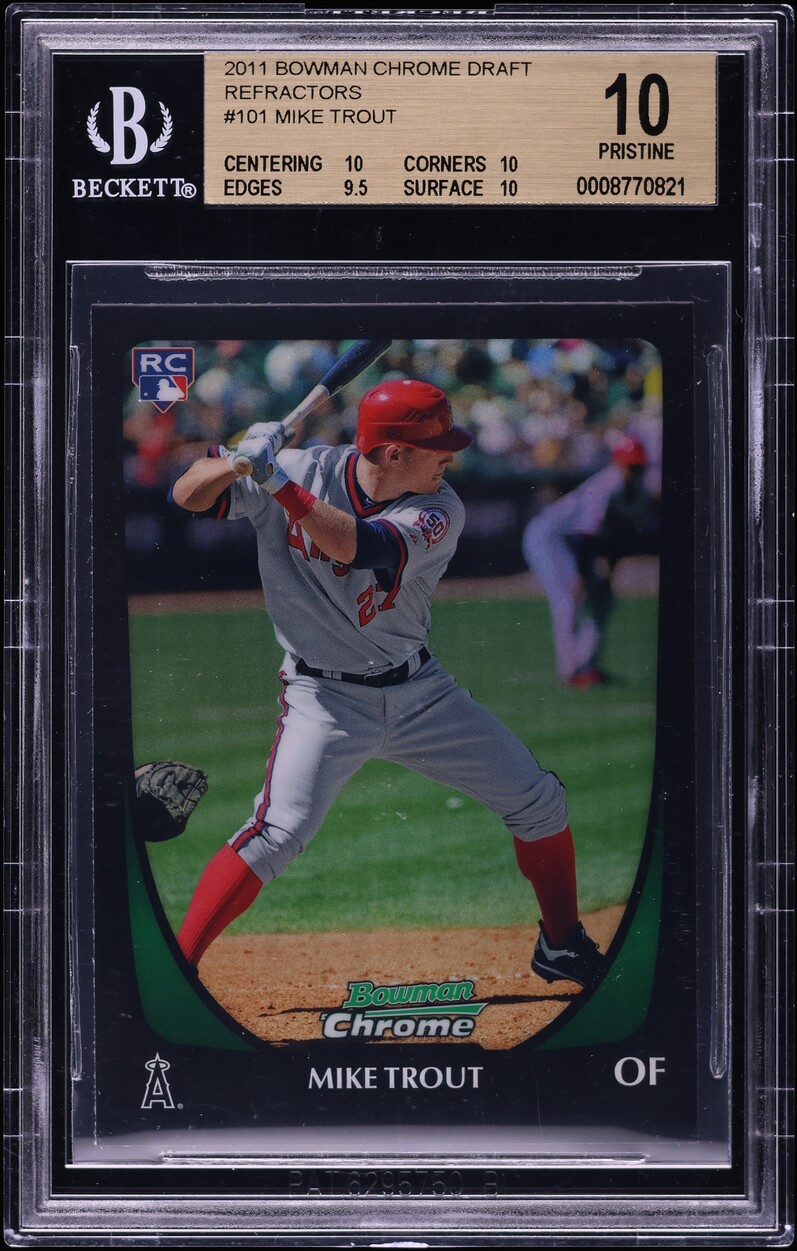 2011 Bowman Chrome Draft Refractor Mike Trout ROOKIE #101 BGS 10 PRISTINE