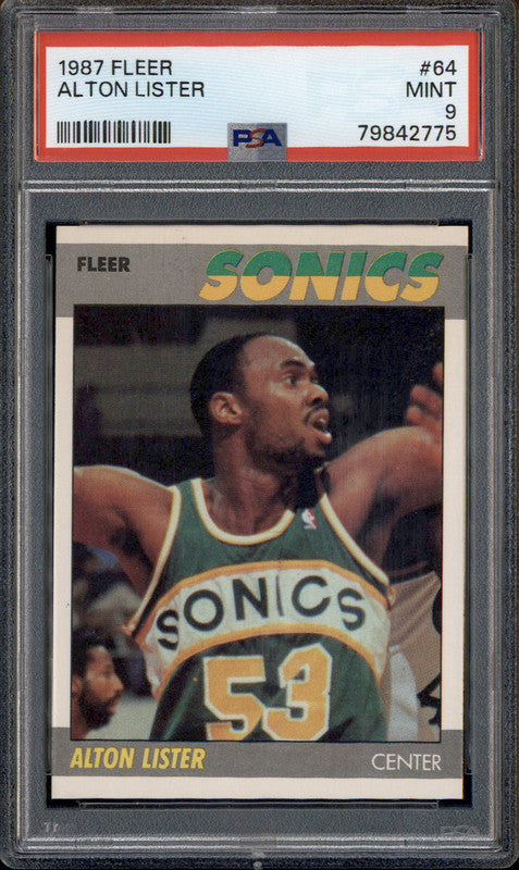 1987 Fleer Base #64 Alton Lister PSA 9