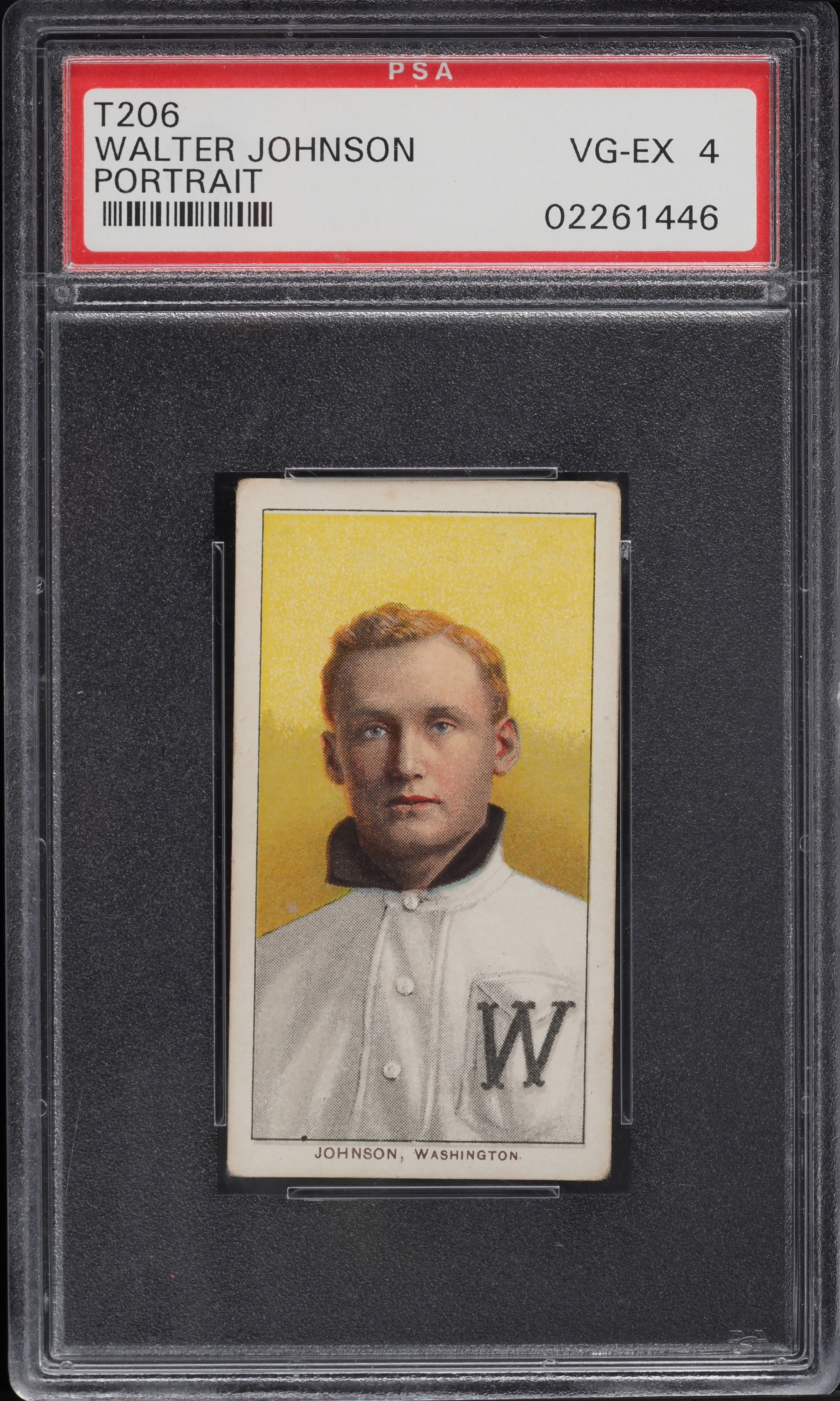 1909-11 T206 Walter Johnson PORTRAIT, PIEDMONT PSA 4 VGEX