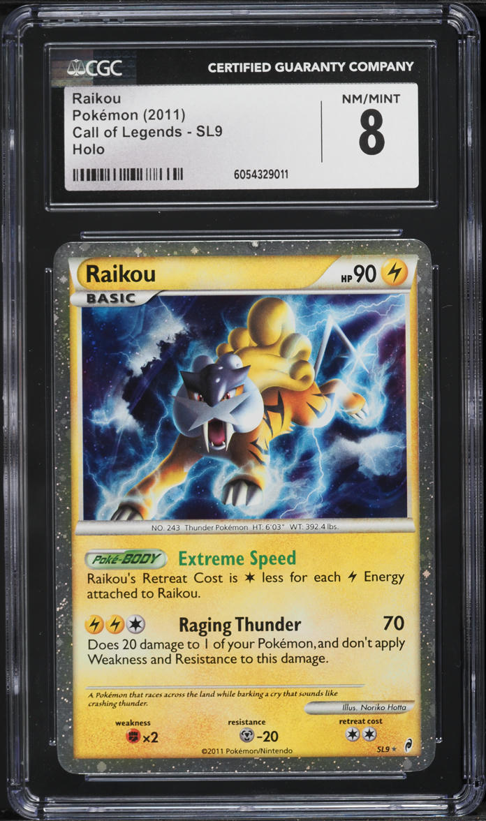 2011 Pokemon Call Of Legends Holo Raikou #SL9 CGC 8 NM-MT