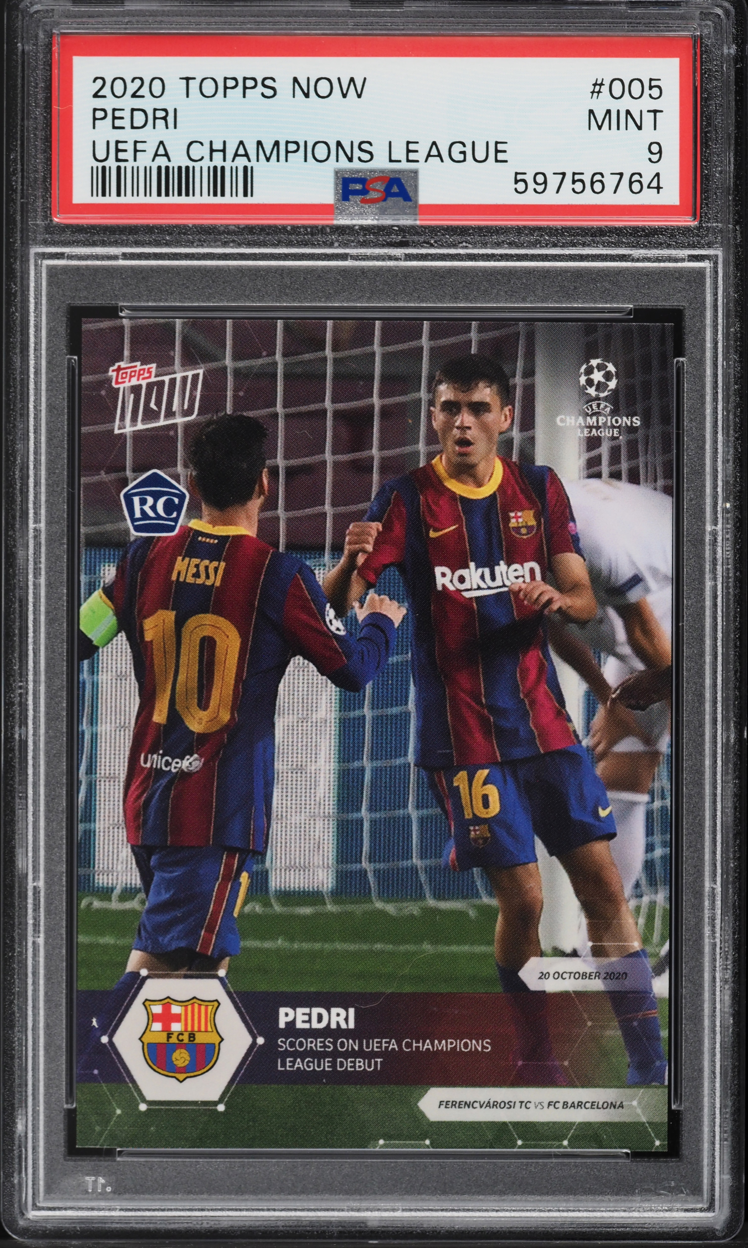 2020 Topps Now UEFA Champions League Pedri ROOKIE #5 PSA 9 MINT
