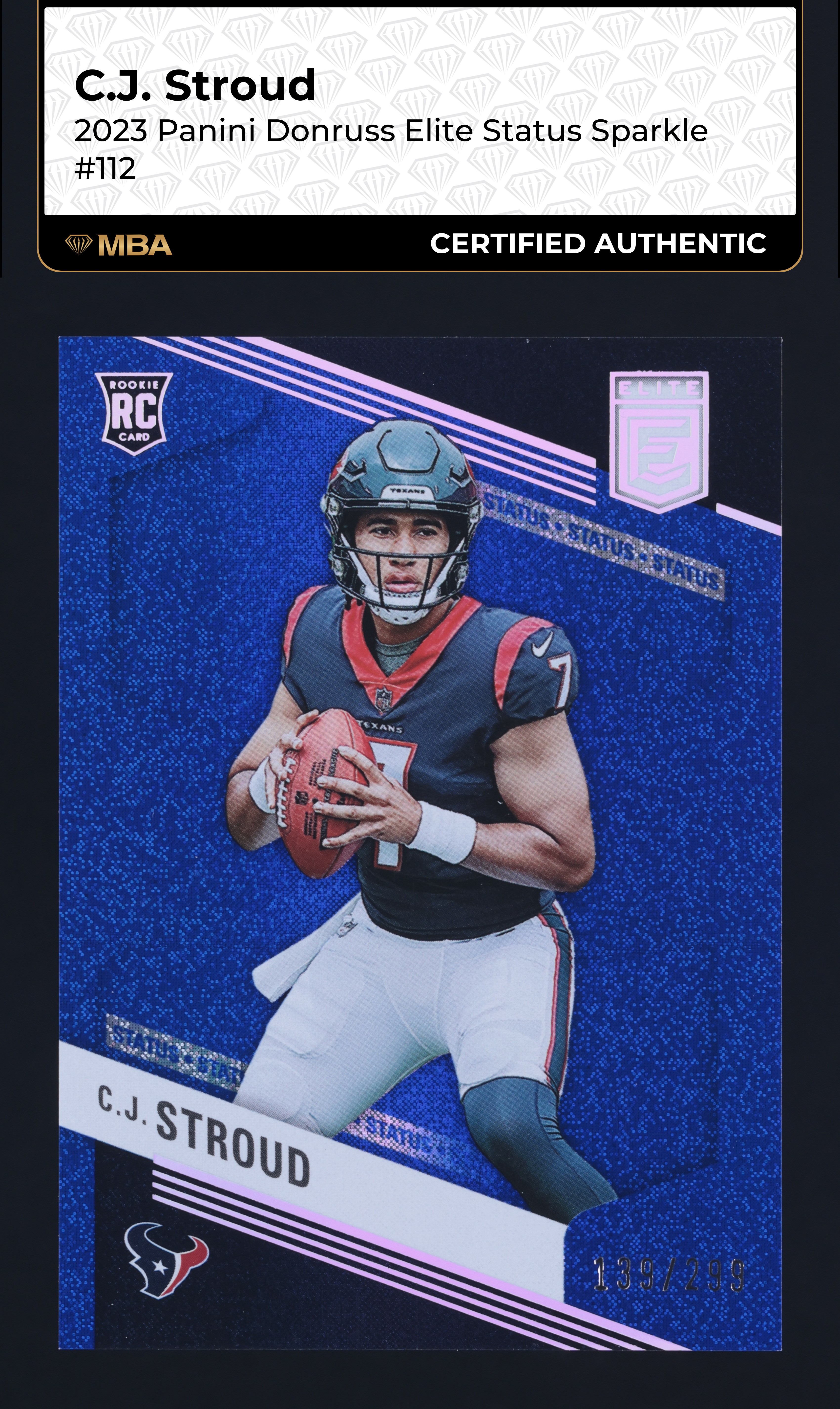 2023 Donruss Elite Status Sparkle C.J. Stroud ROOKIE /299 #112 MBA AUTH