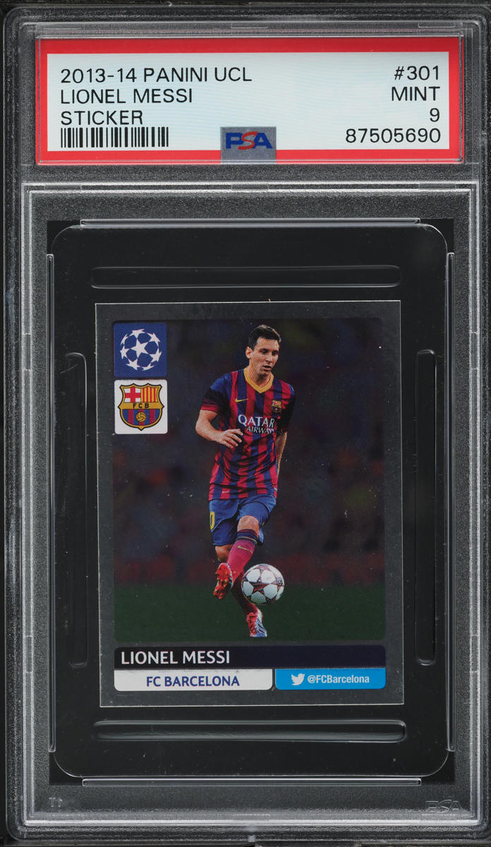 2013 Panini UEFA Champions League Stickers Lionel Messi #301 PSA 9 MINT