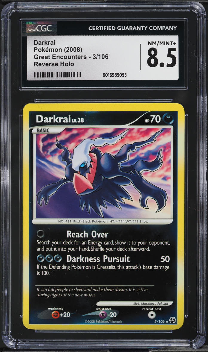 2008 Pokemon Diamond & Pearl Great Encounters Reverse Holo Darkrai #3 CGC 8.5
