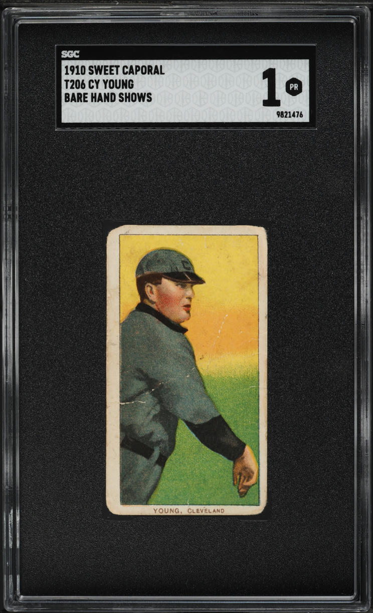 1909-11 T206 Cy Young BARE HAND SHOWS SGC 1 PR