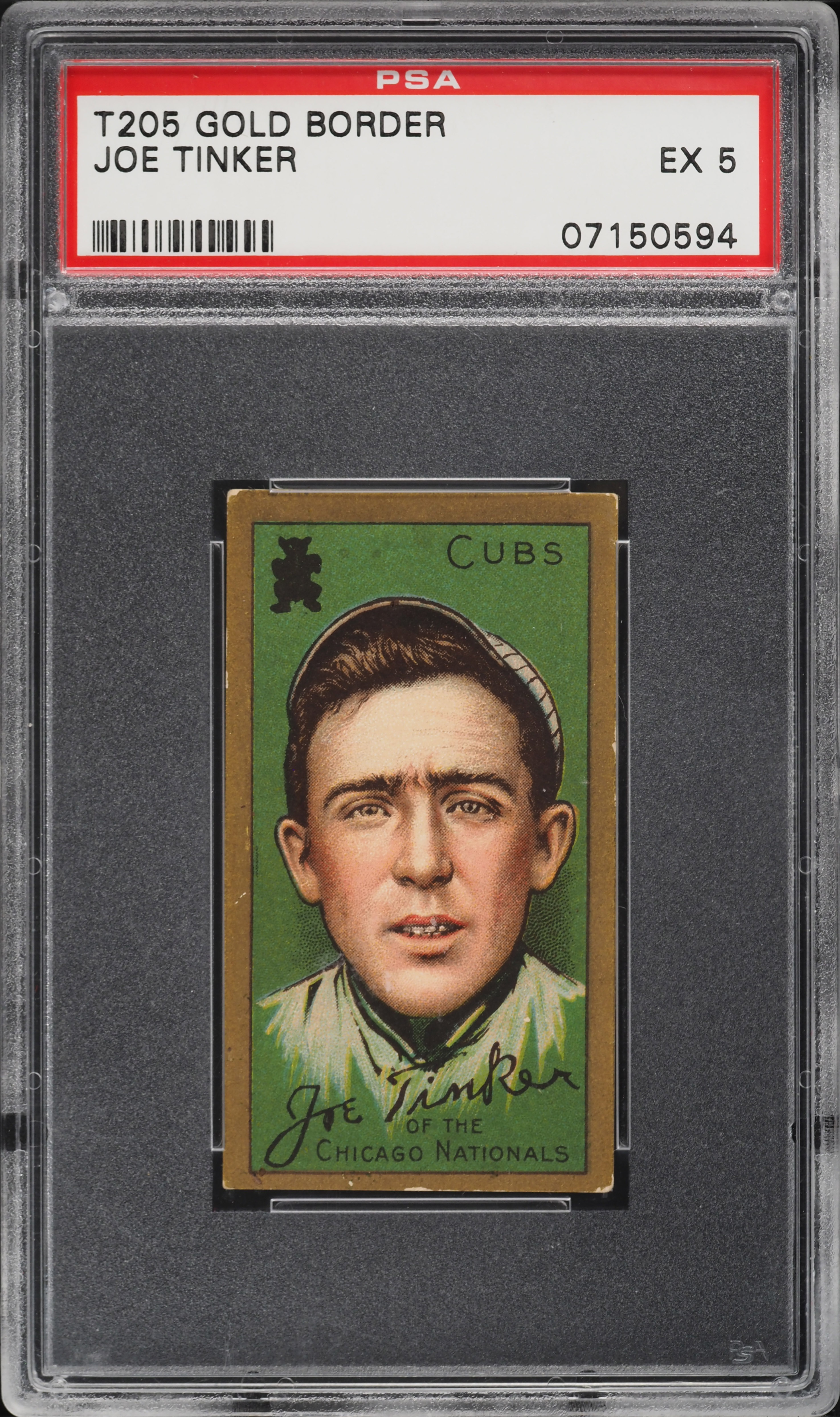1911 T205 Gold Border Joe Tinker PSA 5 EX