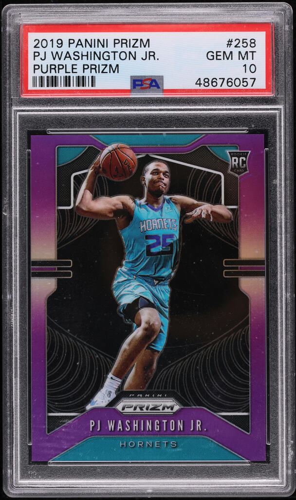 2019 Panini Prizm Purple PJ Washington Jr. ROOKIE /75 #258 PSA 10 GEM MINT