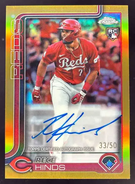 2025 Topps Chrome Rookie Autographs Gold Refractor #RA-RH Rece Hinds RC Auto /50