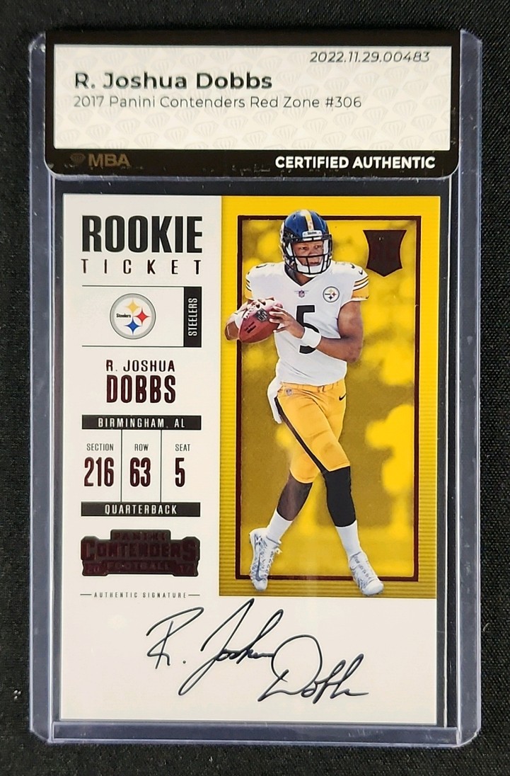 2017 Panini Contenders Red Zone R. Joshua Dobbs ROOKIE AUTO #306 MBA AUTH