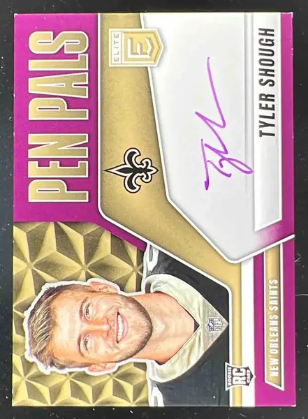 2025 Donruss Elite Pen Pals Horizontal Purple Ink #PP-TSH Tyler Shough Auto