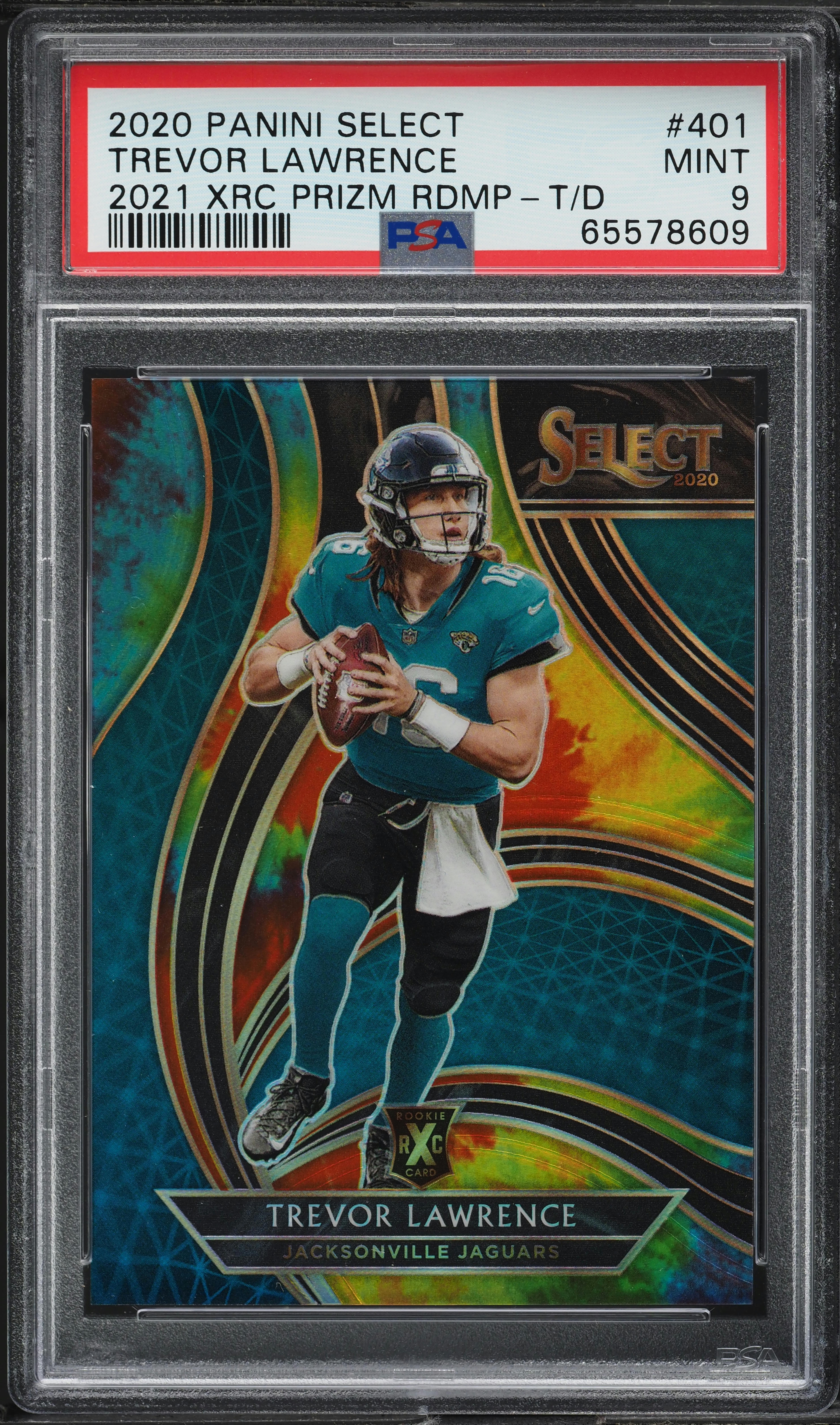 2020 Select '21 XRC Tie Dye Prizm Redemption Trevor Lawrence RC /25 #401 PSA 9