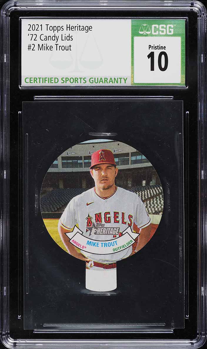 2021 Topps Heritage '72 Candy Lids Mike Trout 2 CSG 10 PRISTINE