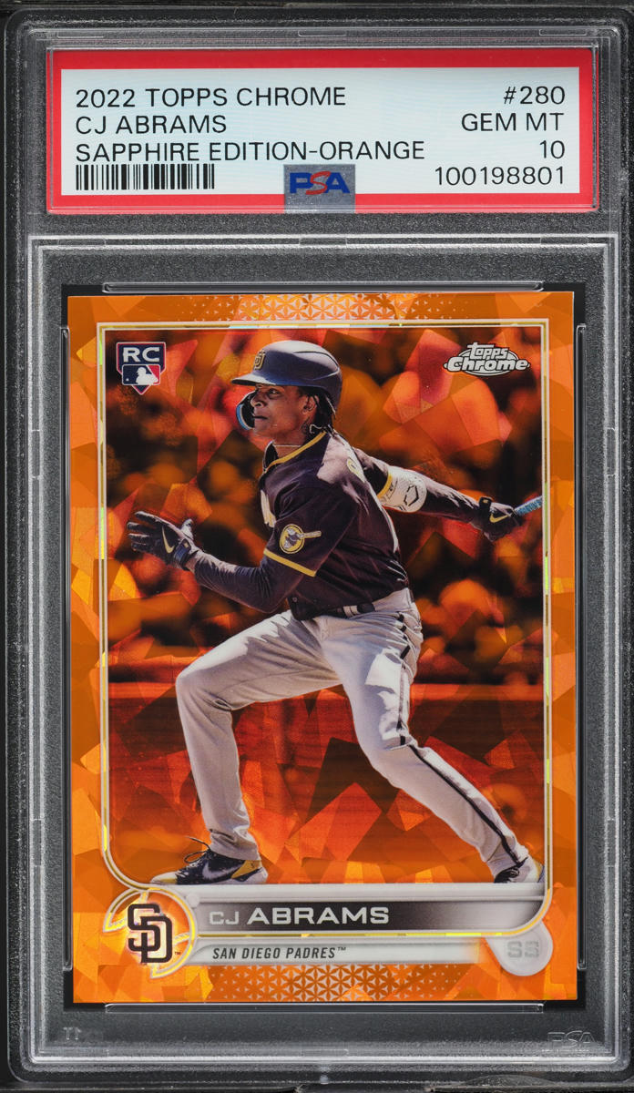 2022 Topps Chrome Sapphire Edition Orange CJ Abrams RC /25 #280 PSA 10 GEM MINT