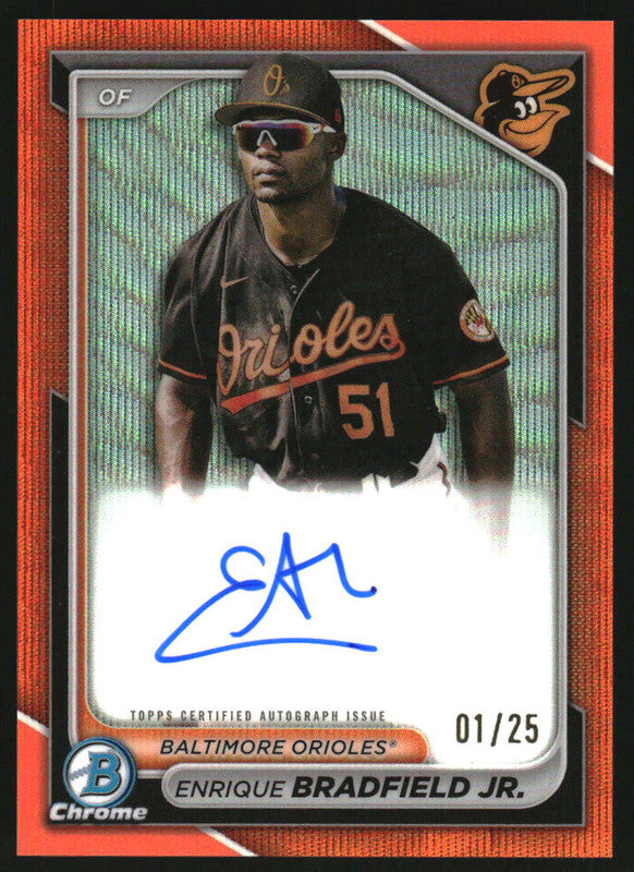2024 Bowman Chrome Prospect Orange Wave #CPA-EBR Enrique Bradfield Jr. Auto /25