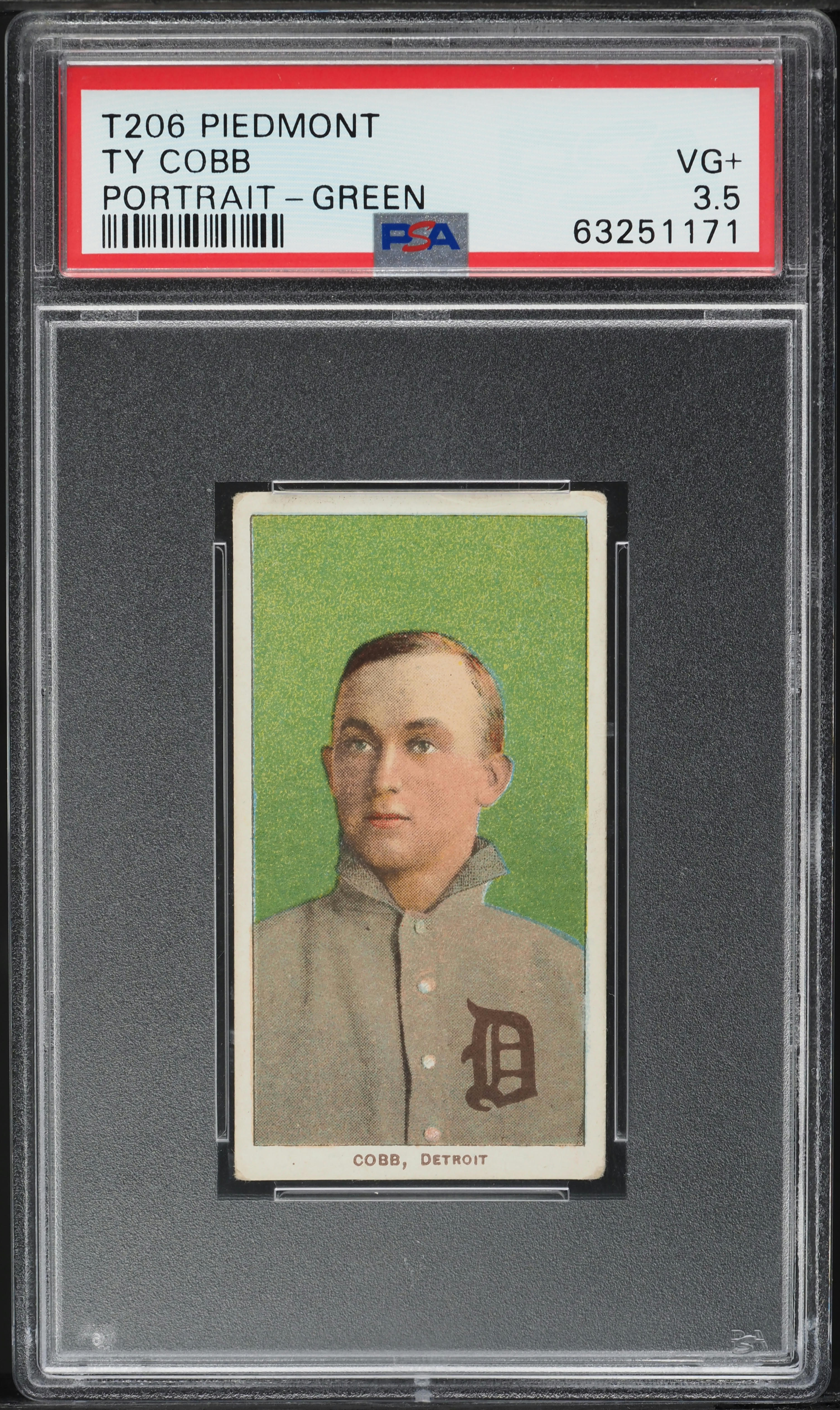1909-11 T206 Ty Cobb GREEN PORTRAIT PSA 3.5 VG+ (PWCC-A)