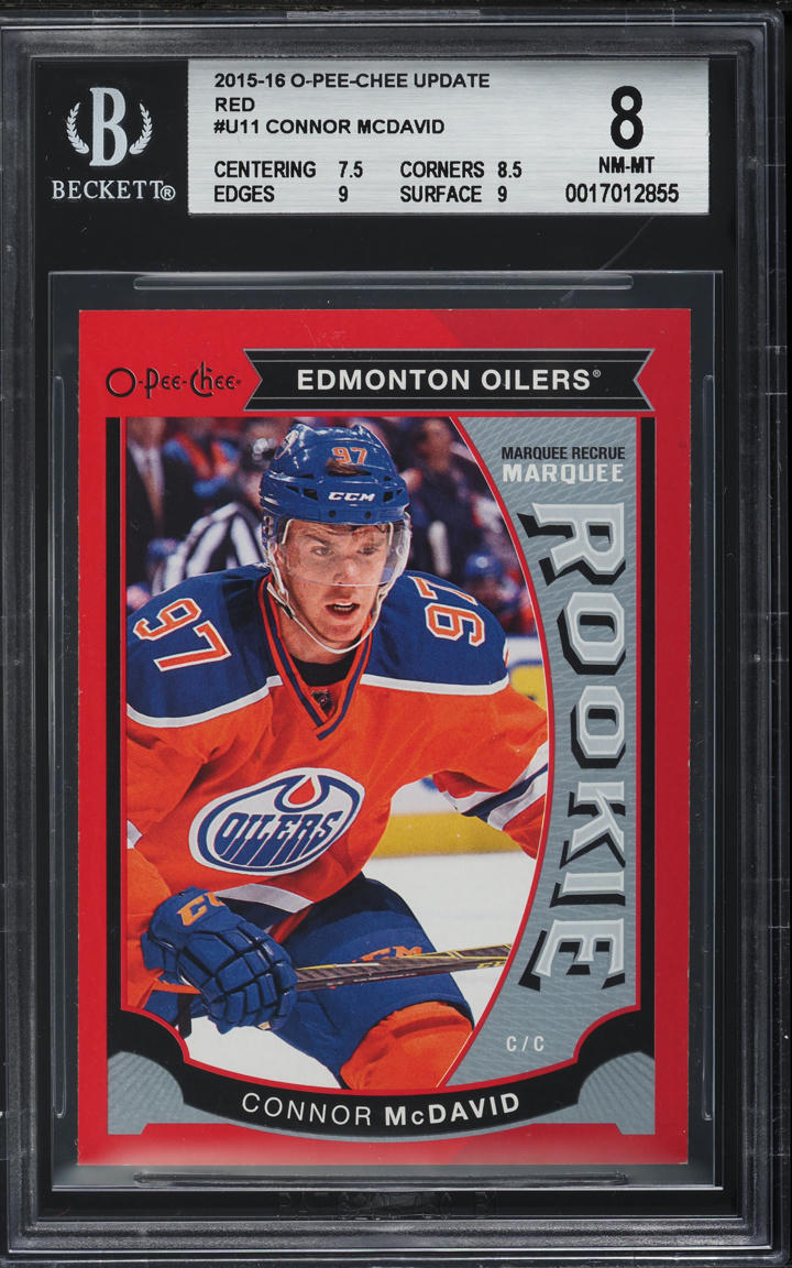 2015 O-Pee-Chee Update Red Connor McDavid ROOKIE #U11 BGS 8 NM-MT