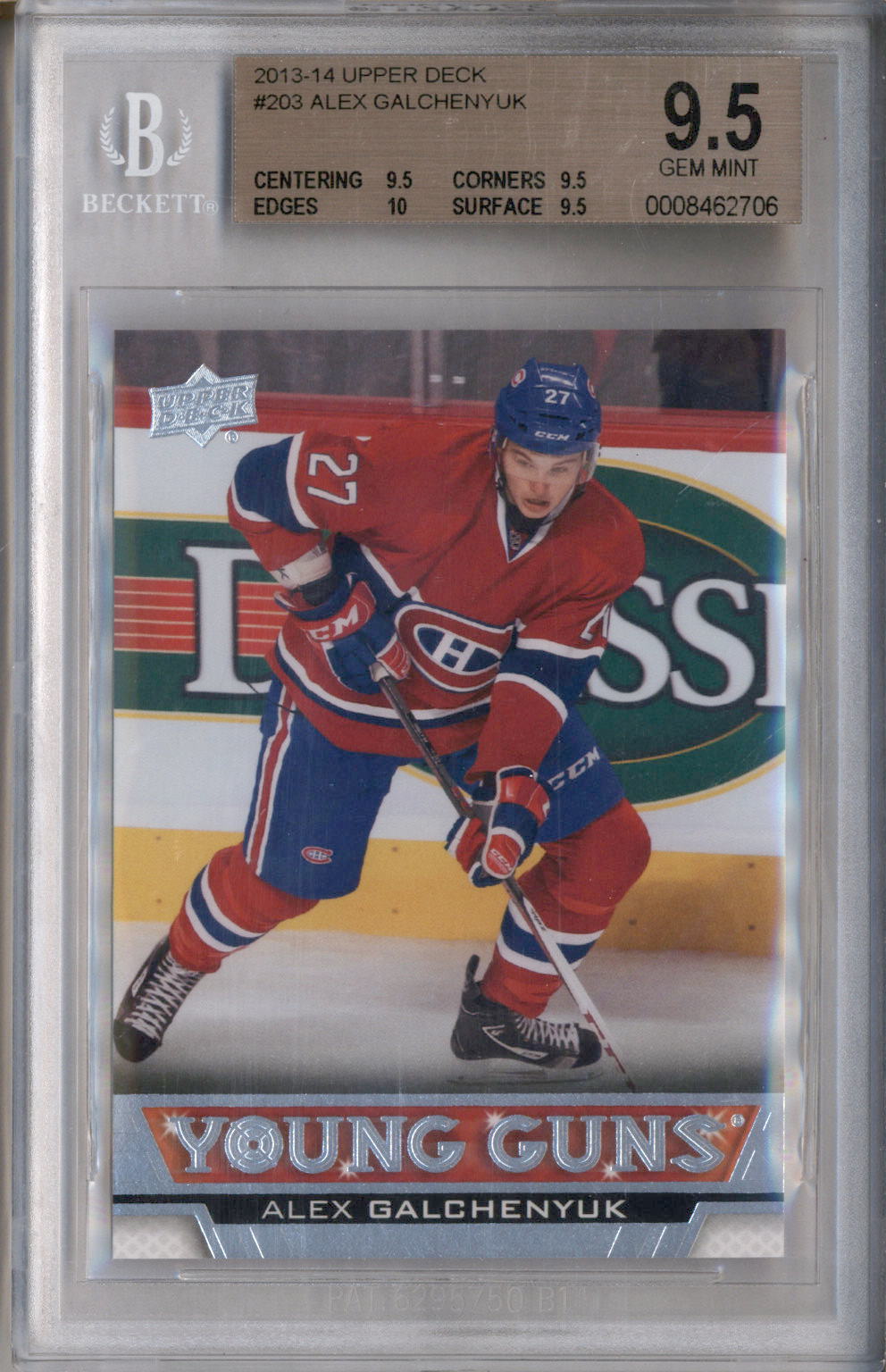 2013-14 Upper Deck #203 Alex Galchenyuk Young Guns RC Rookie BGS 9.5