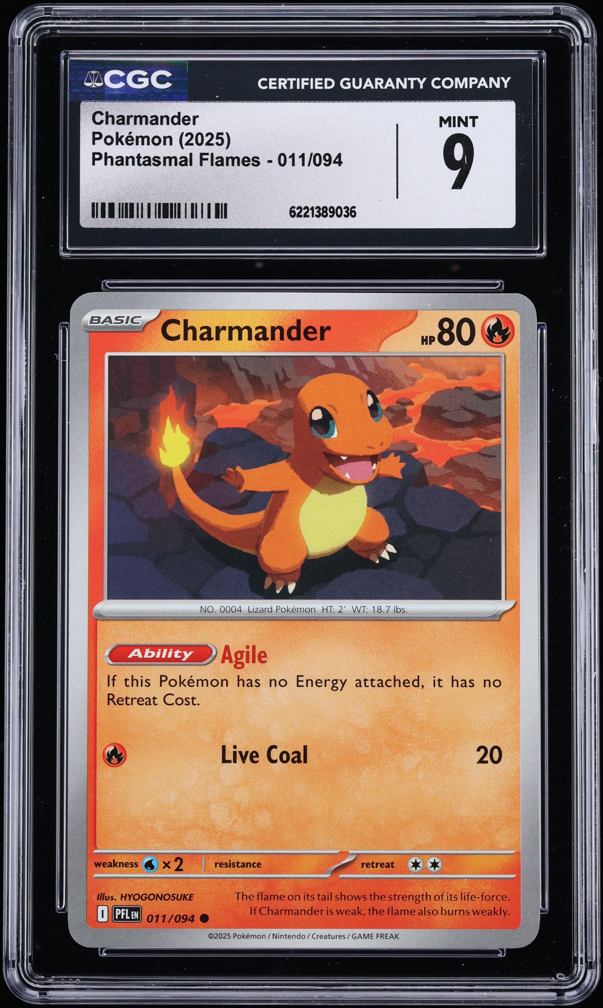 2025 Pokemon Mega Evolution Phantasmal Flames Charmander #11 CGC 9 MINT