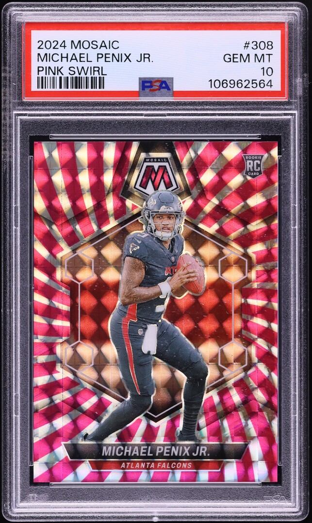 2024 Panini Mosaic Pink Swirl Michael Penix Jr ROOKIE /13 #308 PSA 10 GEM MINT