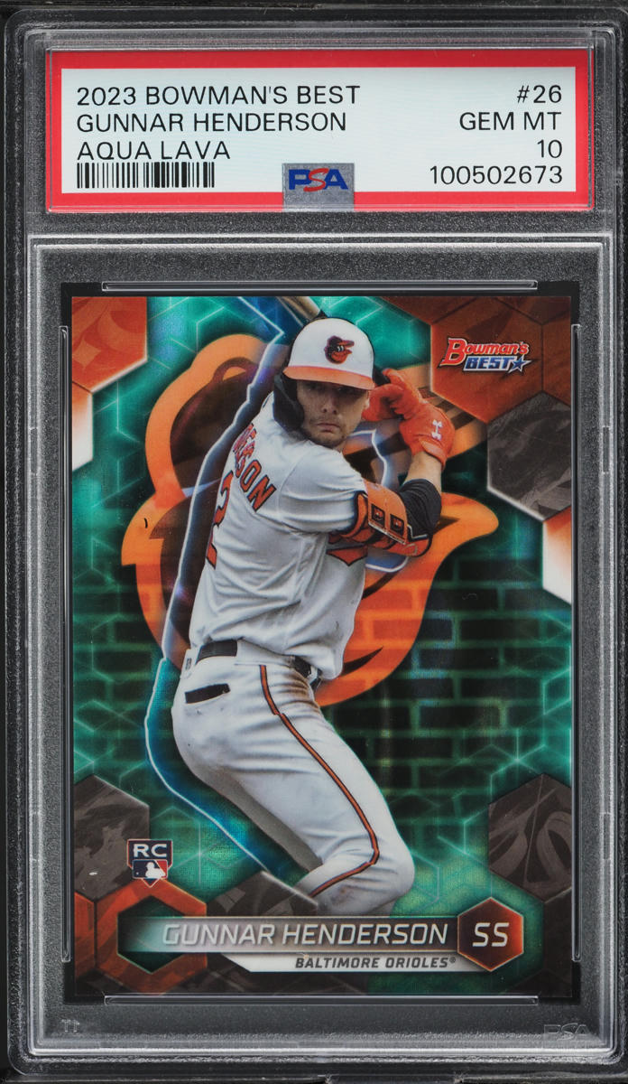 2023 Bowman's Best Aqua Lava Gunnar Henderson ROOKIE /199 #26 PSA 10 GEM MINT