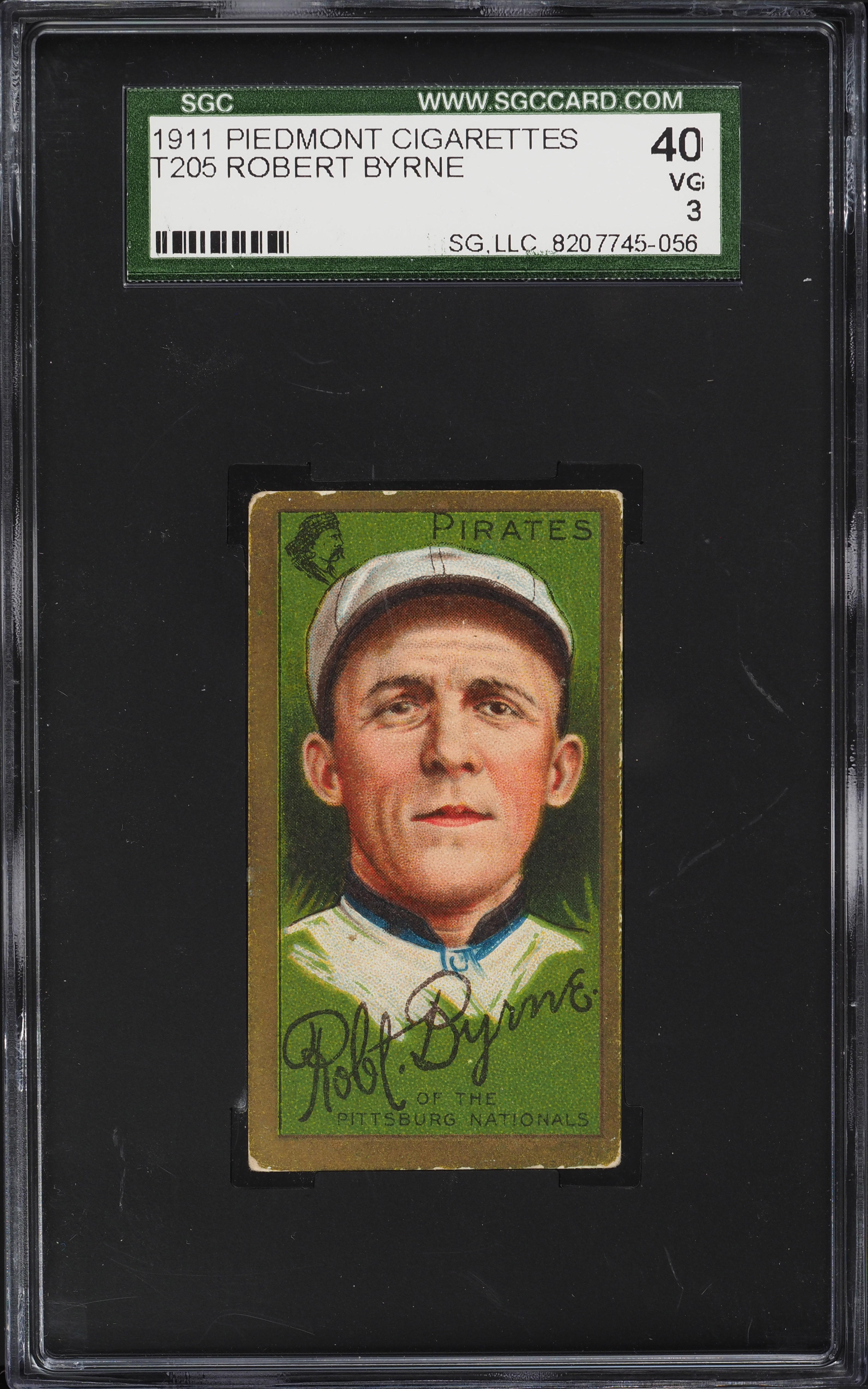 1911 T205 Gold Border Robert Byrne SGC 3 VG