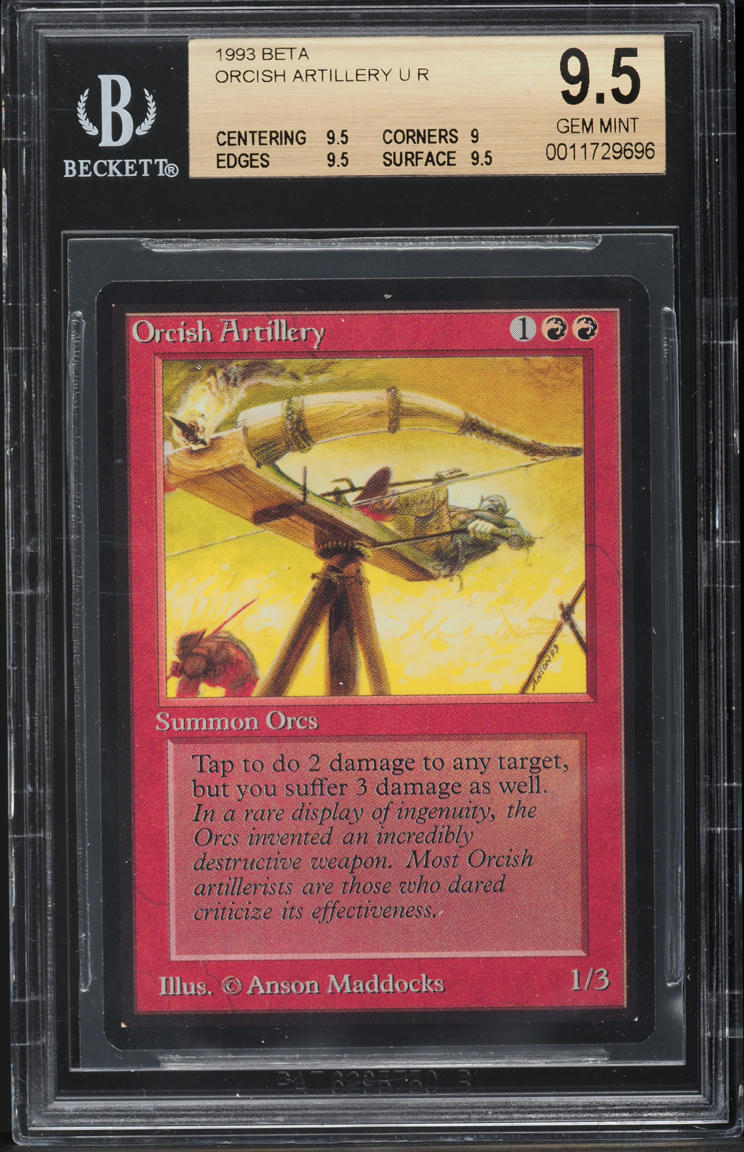 1993 Magic The Gathering MTG Beta Orcish Artillery BGS 9.5 GEM MINT
