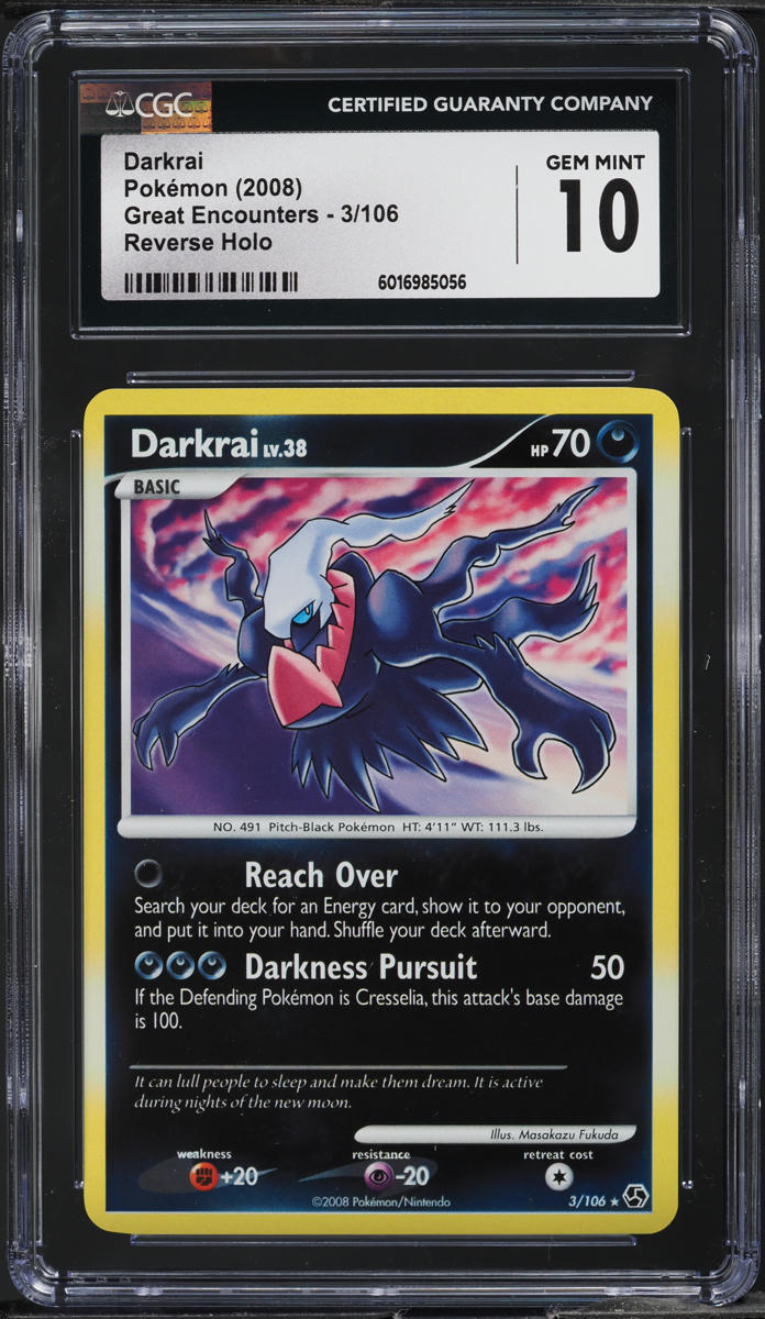 2008 Pokemon Diamond & Pearl Great Encounters Reverse Holo Darkrai #3 CGC 10 GEM