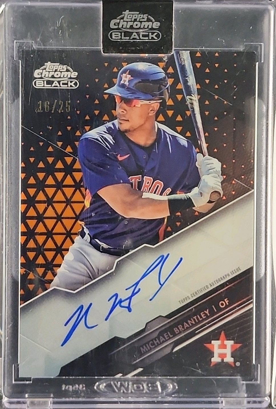2020 Topps Chrome Black Autographs Orange Michael Brantley AUTO /25 MBA AUTH