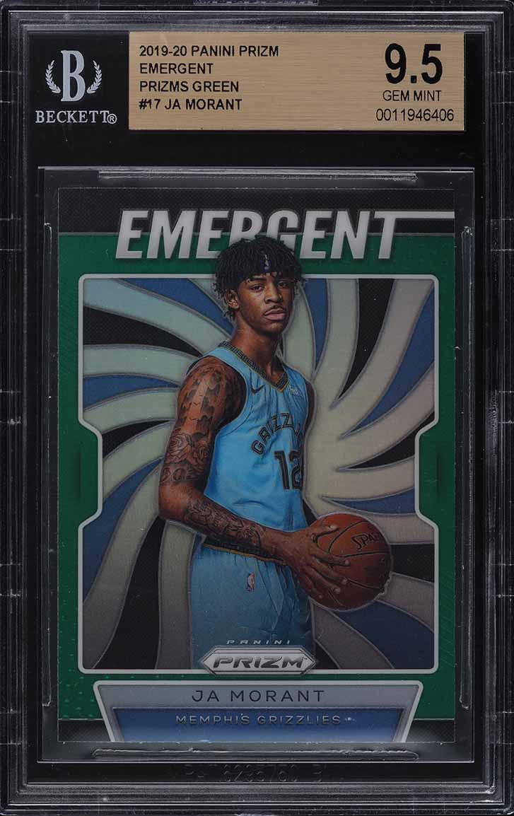 2019 Panini Prizm Emergent Green Prizms Ja Morant ROOKIE #17 BGS 9.5 GEM MINT