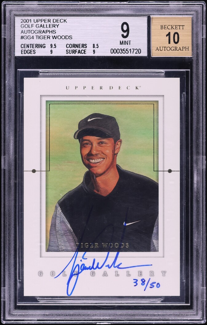 2001 Upper Deck Gallery Tiger Woods ROOKIE AUTO /50 #GG-TW BGS 9 MINT