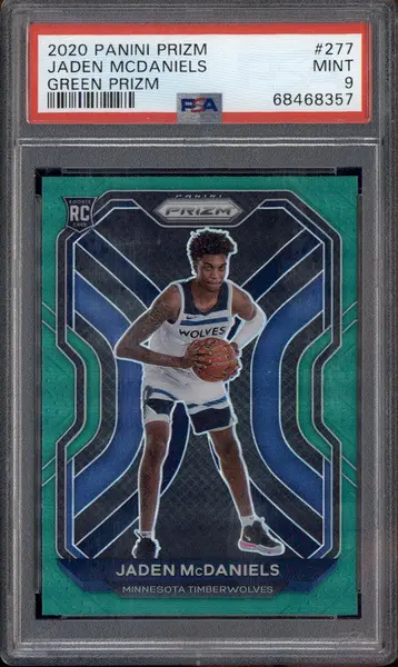 2020 Panini Prizm Green Prizm #277 Jaden Mcdaniels RC PSA 9