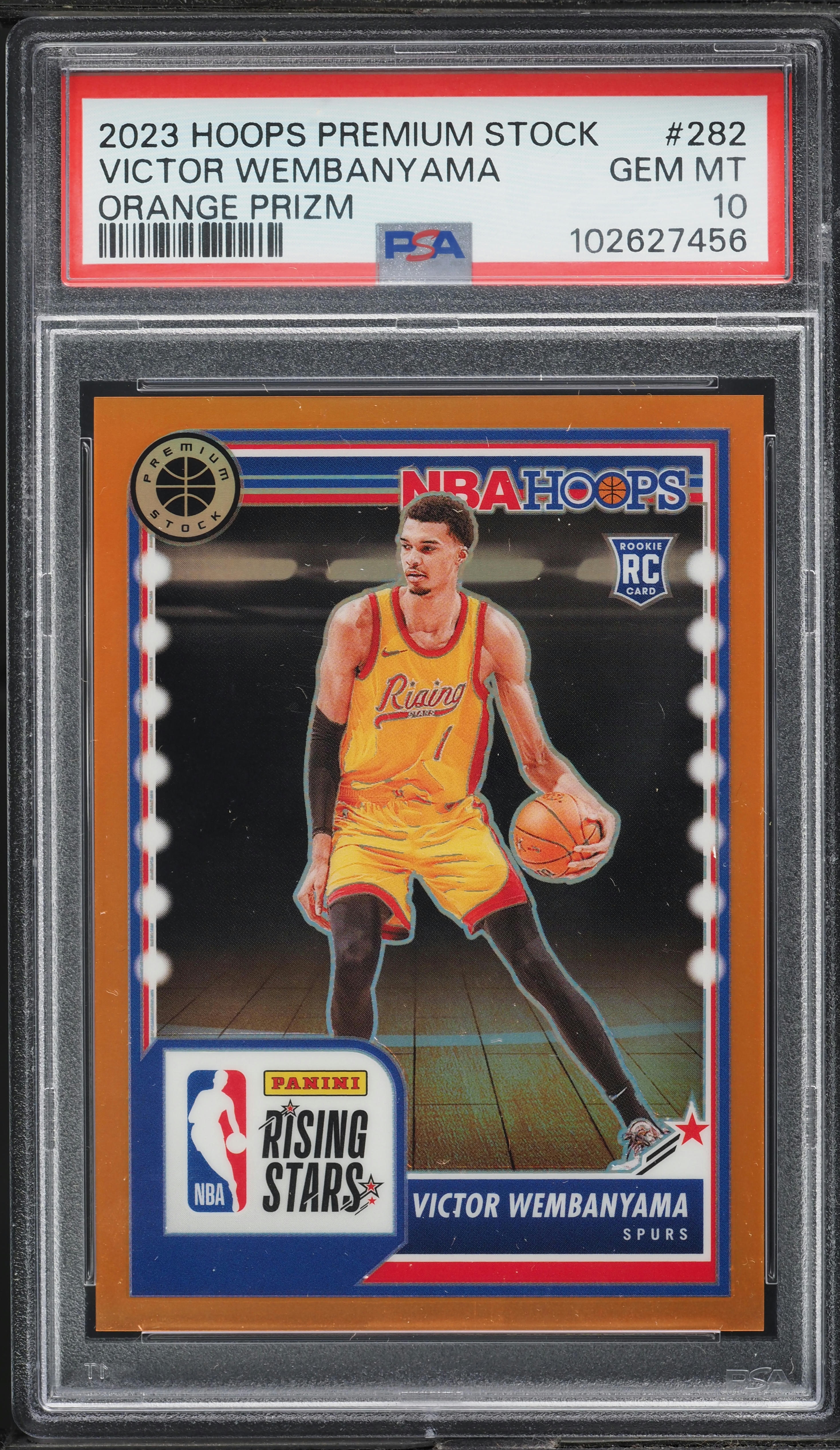 2023 Hoops Premium Stock Orange Prizm Victor Wembanyama RC /299 #282 PSA 10 GEM