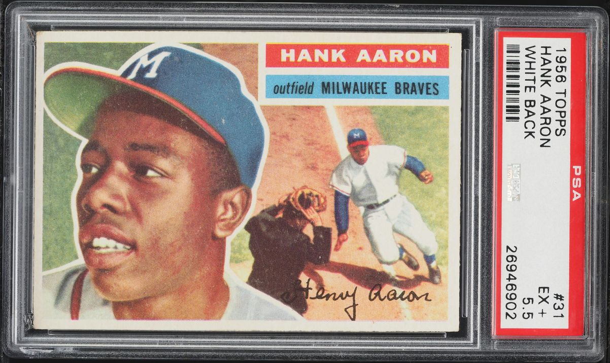 1956 Topps Hank Aaron WHITE BACK #31 PSA 5.5 EX+
