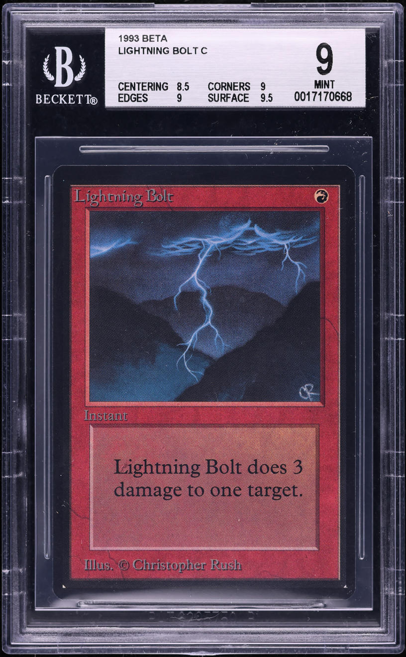1993 Magic The Gathering MTG Beta Lightning Bolt BGS 9 MINT