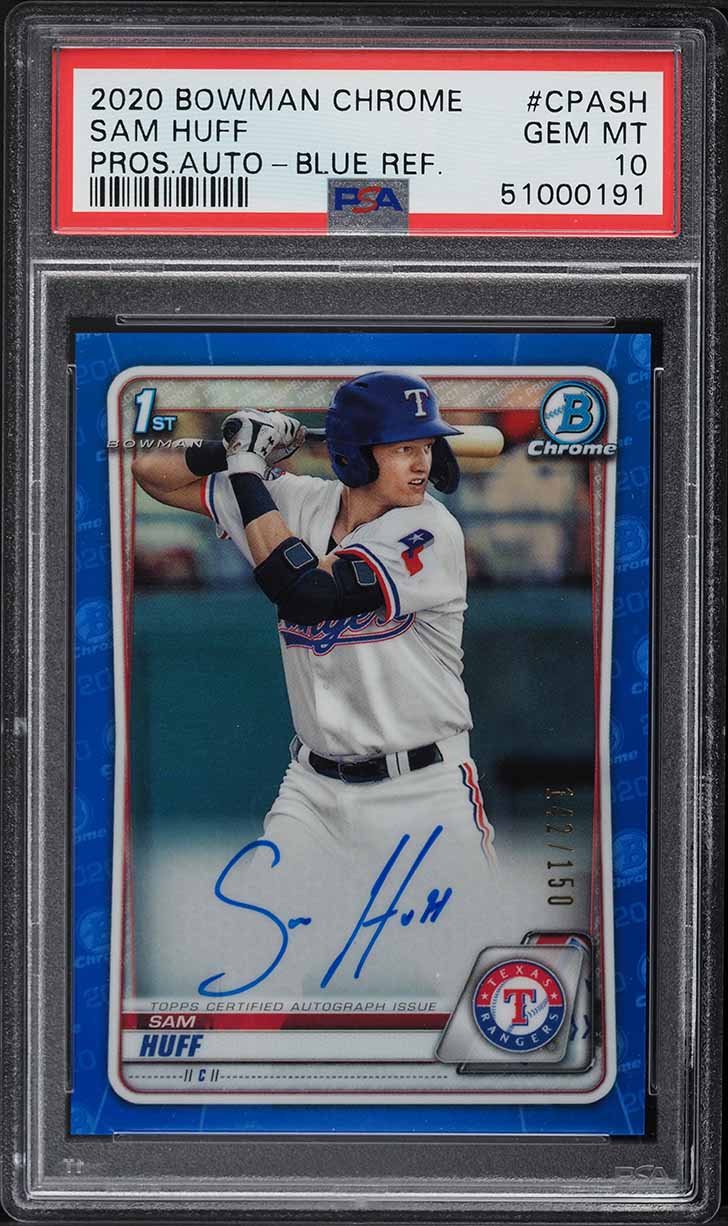 2020 Bowman Chrome Blue Refractor Sam Huff ROOKIE AUTO /150 #CPA-SH PSA 10 GEM