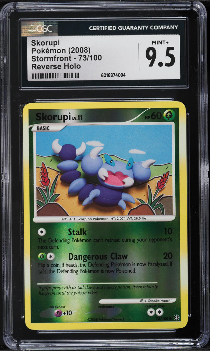 2008 Pokemon Diamond & Pearl Stormfront Reverse Holo Skorupi #73 CGC 9.5 MINT+