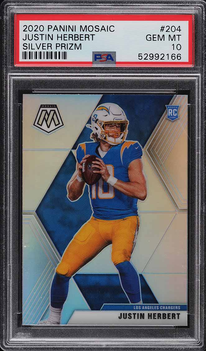 2020 Panini Mosaic Silver Prizm Justin Herbert ROOKIE #204 PSA 10 GEM MINT