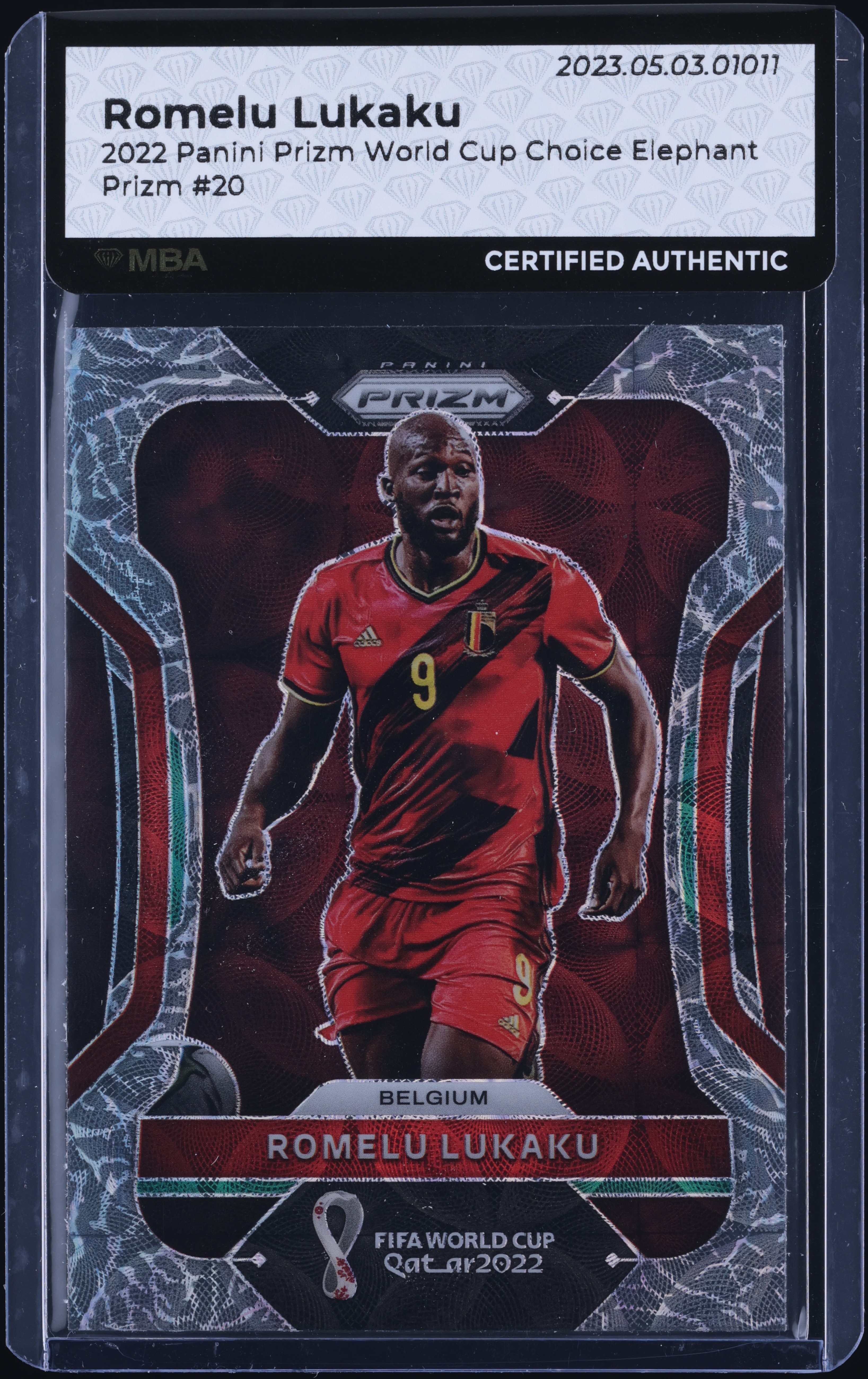 2022 Panini Prizm World Cup Choice Elephant Romelu Lukaku #20 MBA AUTH