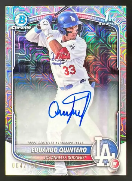 2025 Bowman Chrome Autographs HTA Choice #CPA-EQ Eduardo Quintero RC Auto /150