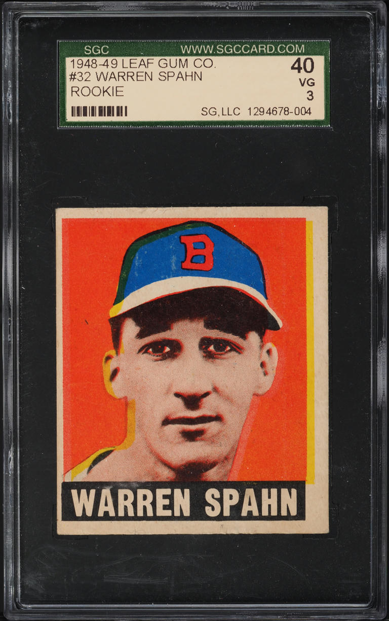 1948 Leaf Warren Spahn ROOKIE #32 SGC 3 VG