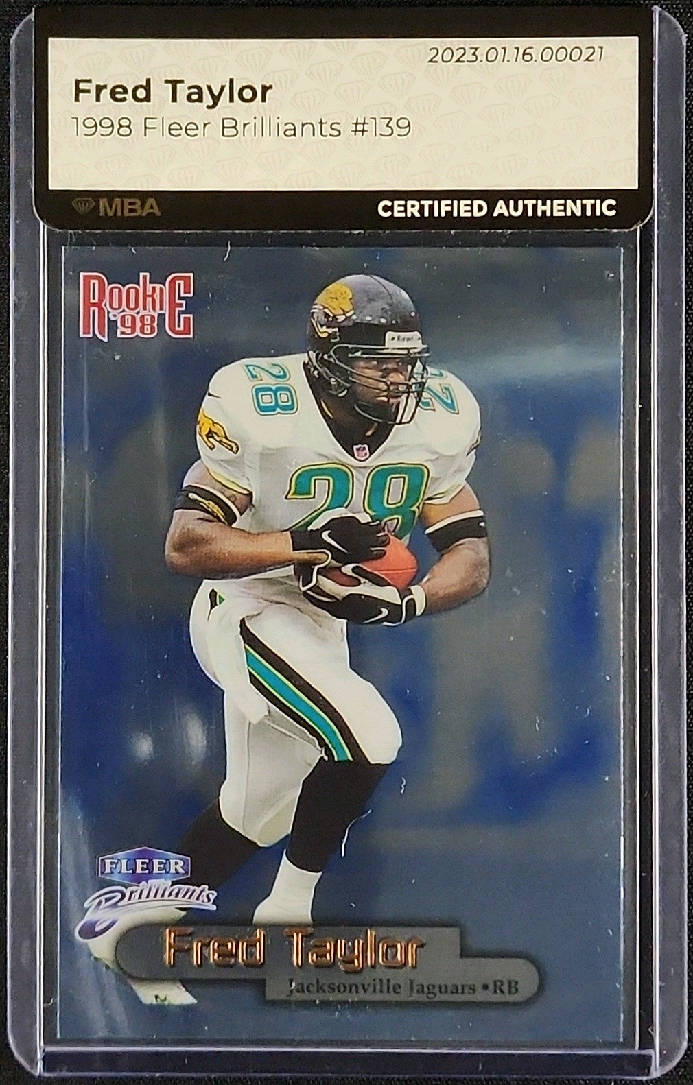 1998 Fleer Brilliants Blue Fred Taylor ROOKIE #139B MBA AUTH