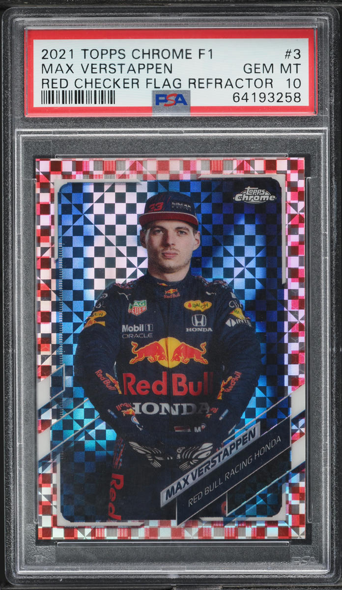 2021 Topps Chrome F1 Red Checker Flag Refractor Max Verstappen /5 #3 PSA 10 GEM