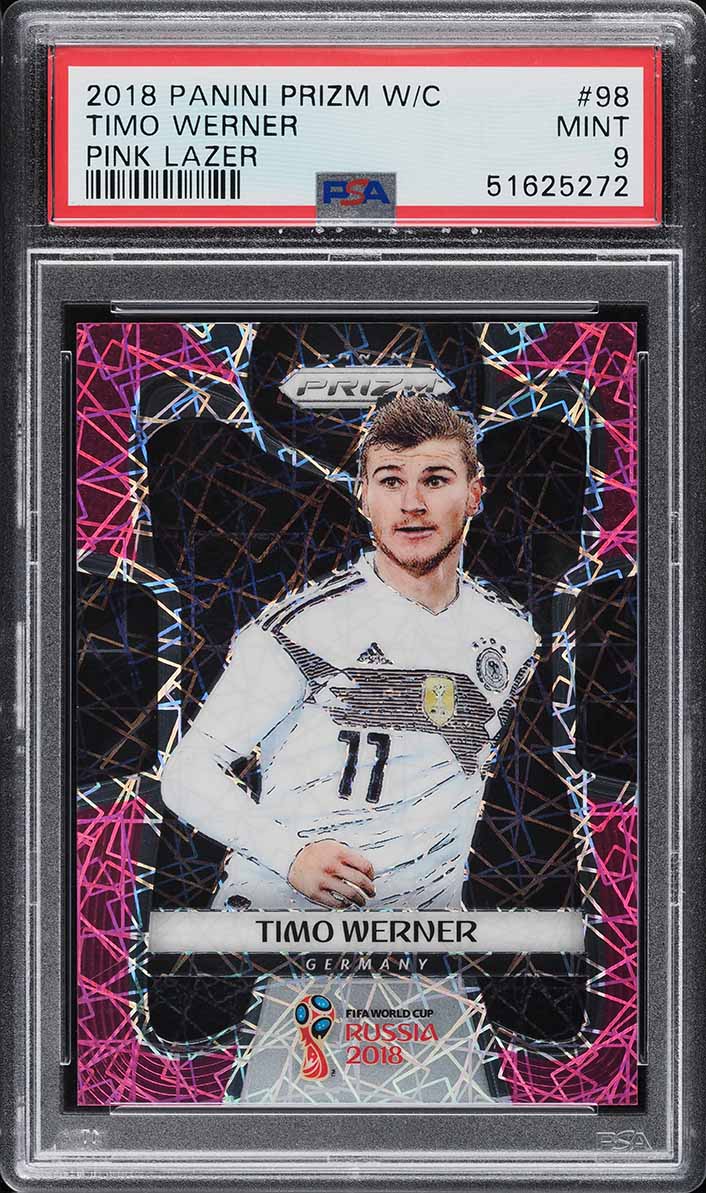 2018 Panini Prizm World Cup Pink Lazer Timo Werner ROOKIE /40 #98 PSA 9 MINT