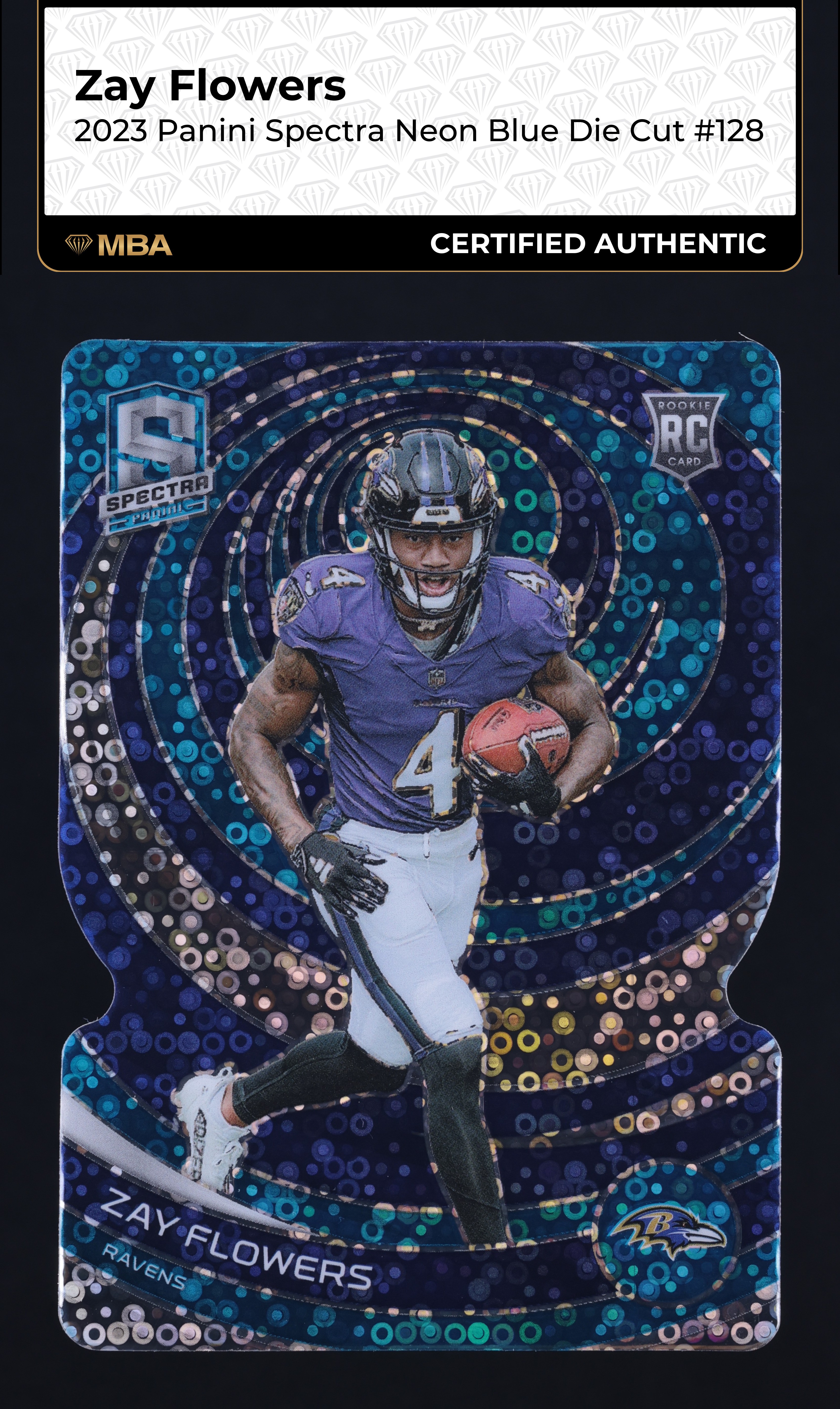 2023 Panini Spectra Neon Blue Die-Cut Zay Flowers ROOKIE /50 #128 MBA AUTH