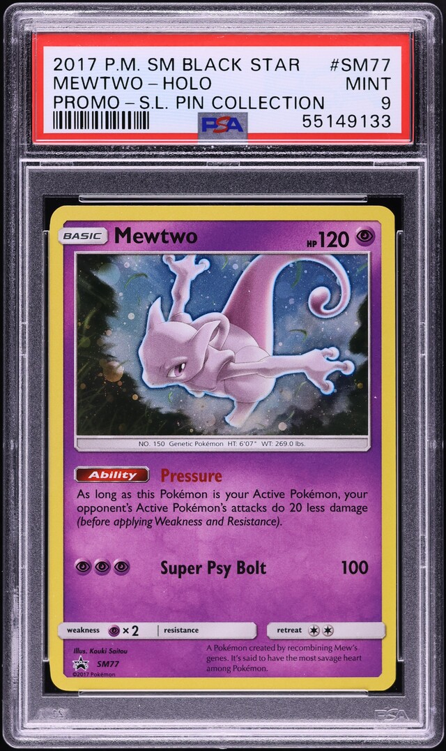 2017 Pokemon SM Black Star Promo Shining Legends Collection Holo Mewtwo #SM77 PSA 9 MINT