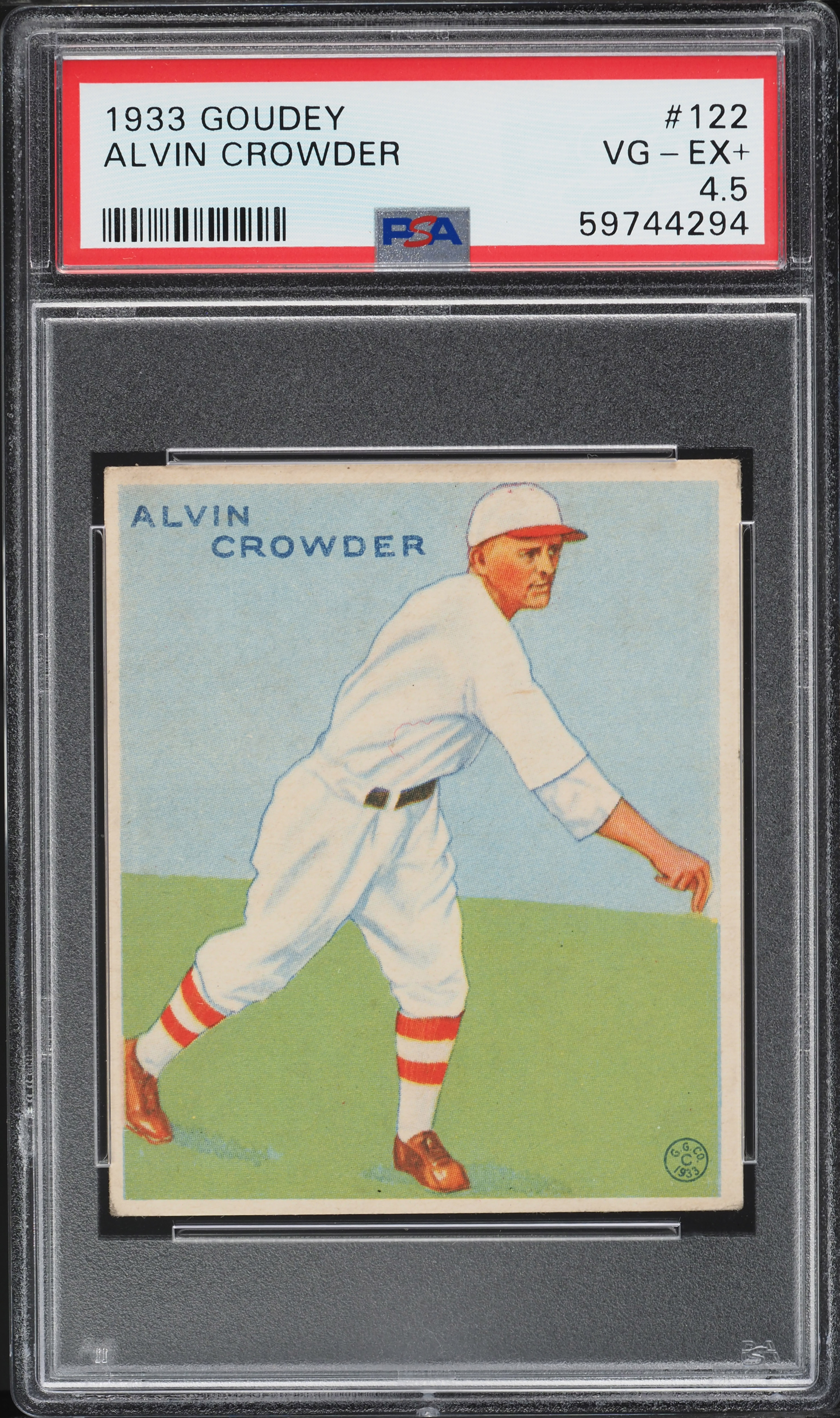 1933 Goudey Alvin Crowder #122 PSA 4.5 VGEX+
