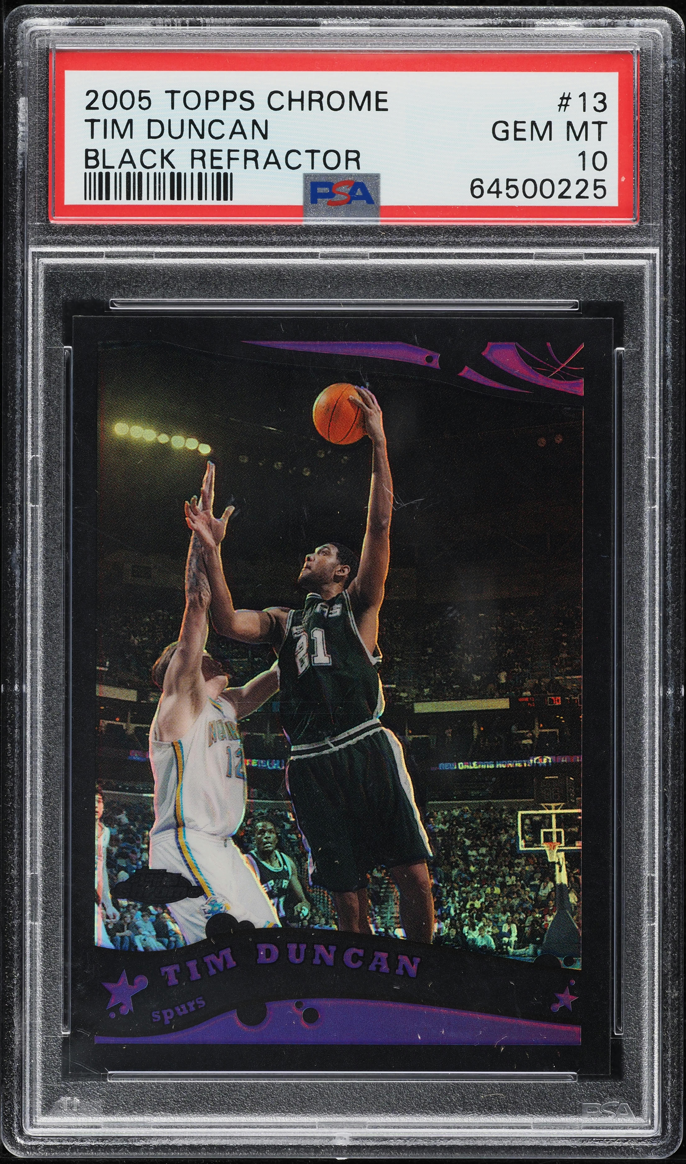 2005 Topps Chrome Black Refractor Tim Duncan /399 #13 PSA 10 GEM MINT